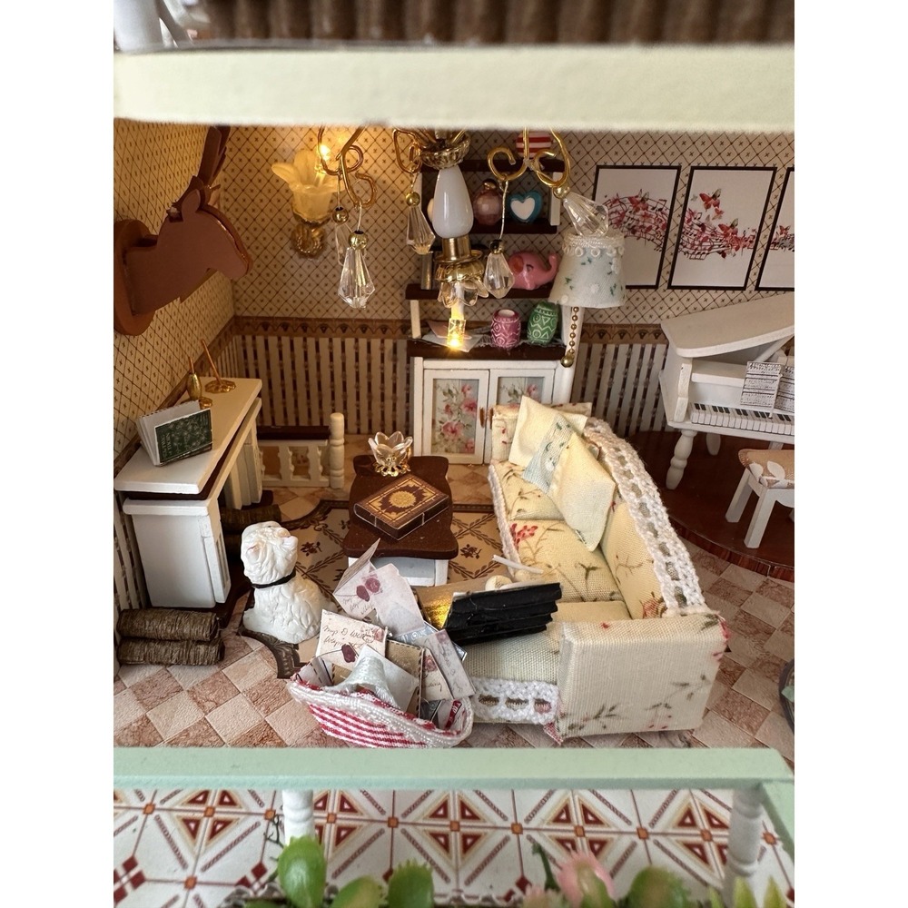 Built DIY Miniature Dollhouse Countryside Estate 3-Story Villa Model Light Up - Picture 10 of 16